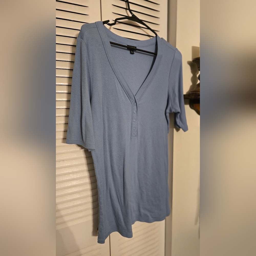 Torrid Light Blue Button-Front Tee